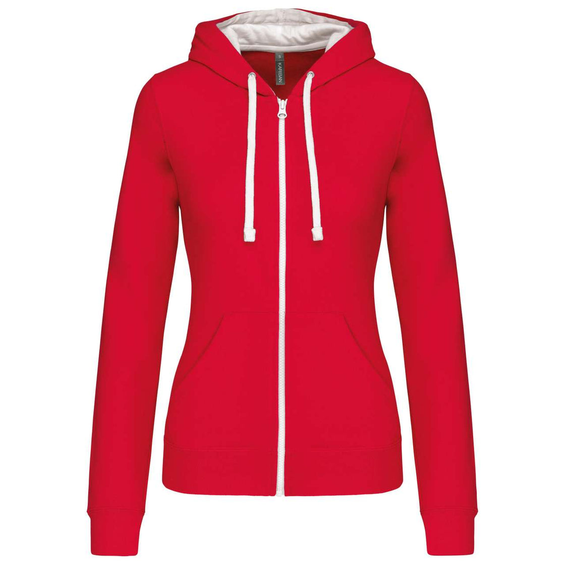 LADIES’ CONTRAST HOODED FULL ZIP SWEATSHIRT