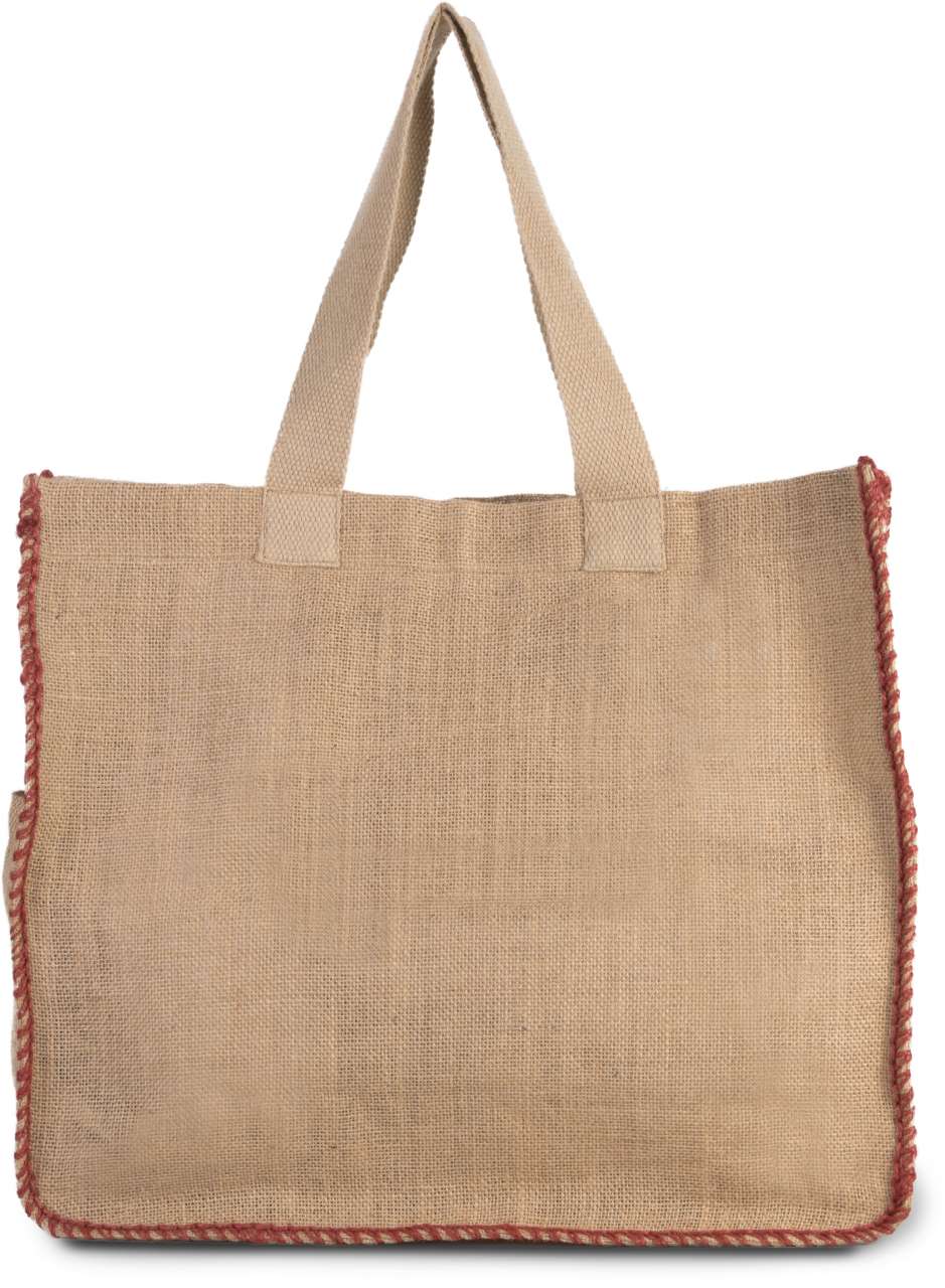 JUTE BAG WITH CONTRAST STITCHING