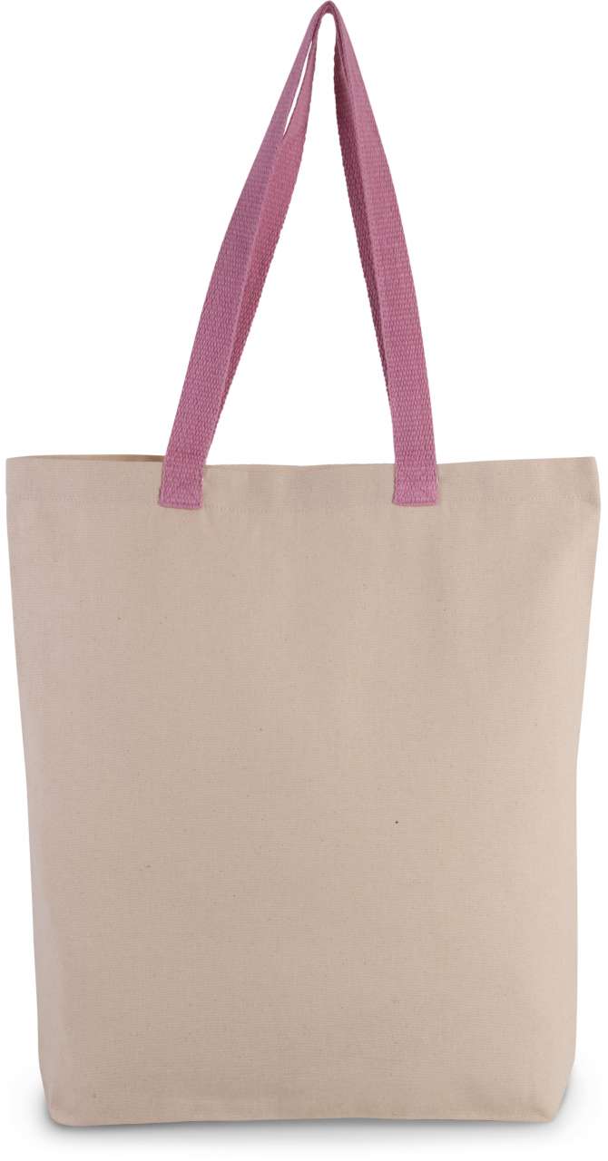 SHOPPER BAG WITH GUSSET AND CONTRAST COLOUR HANDLE