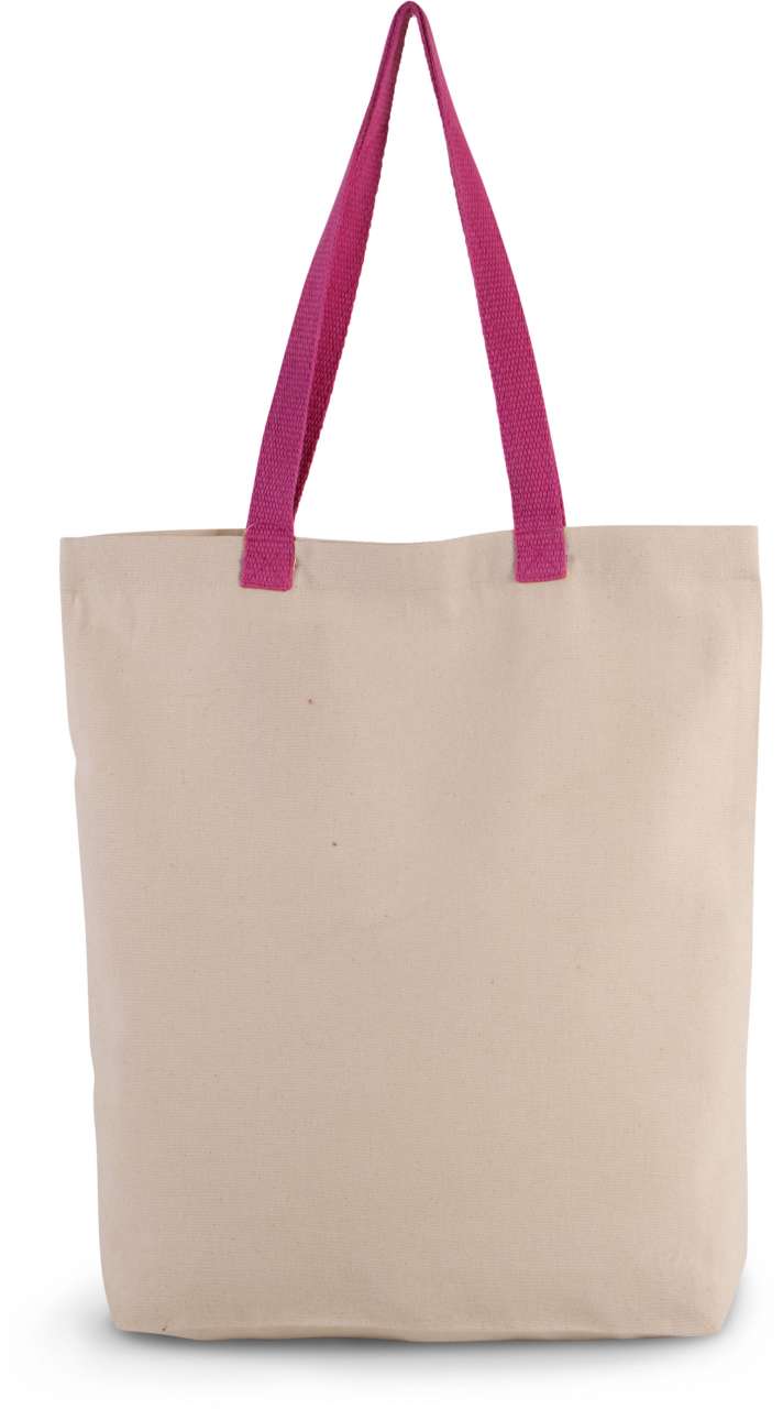 SHOPPER BAG WITH GUSSET AND CONTRAST COLOUR HANDLE
