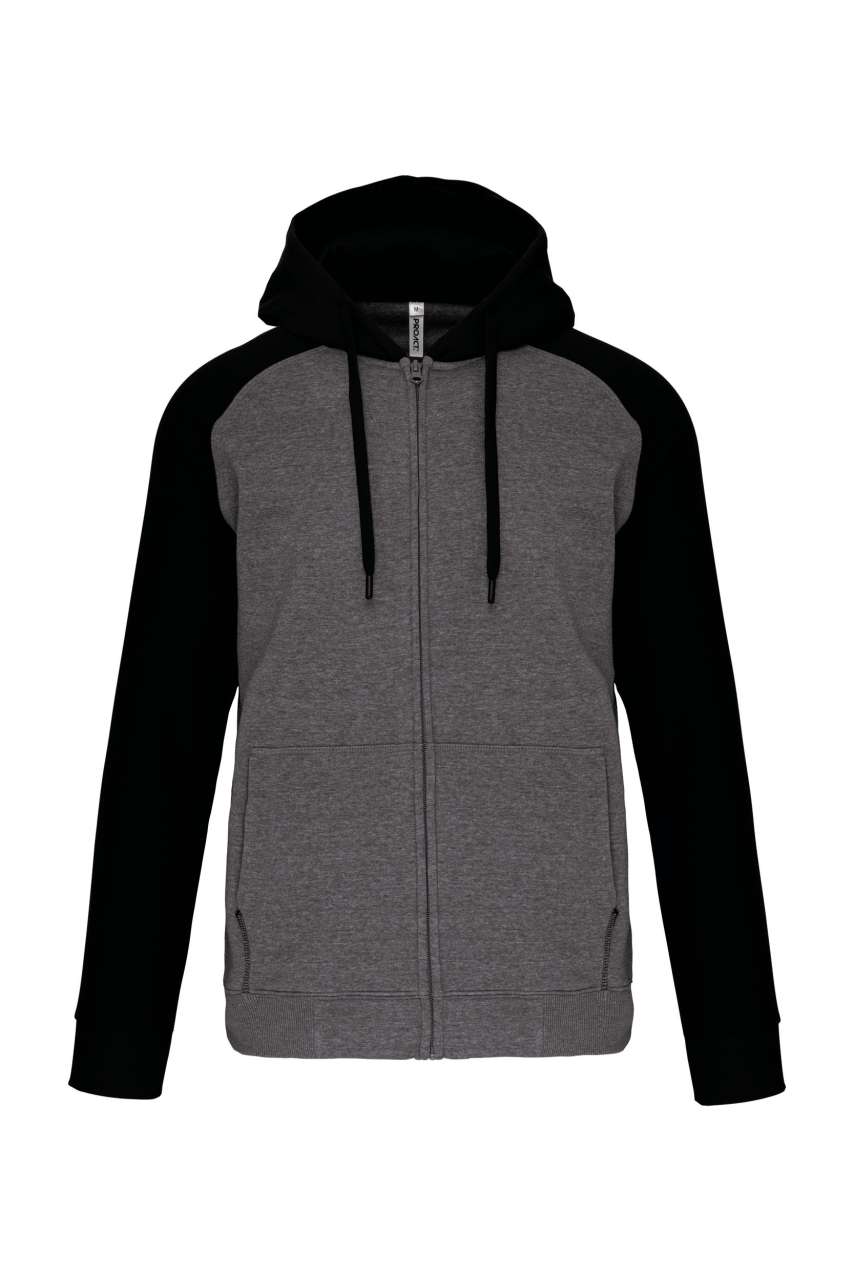 UNISEX TWO-TONE ZIPPED HOODED FLEECE JACKET