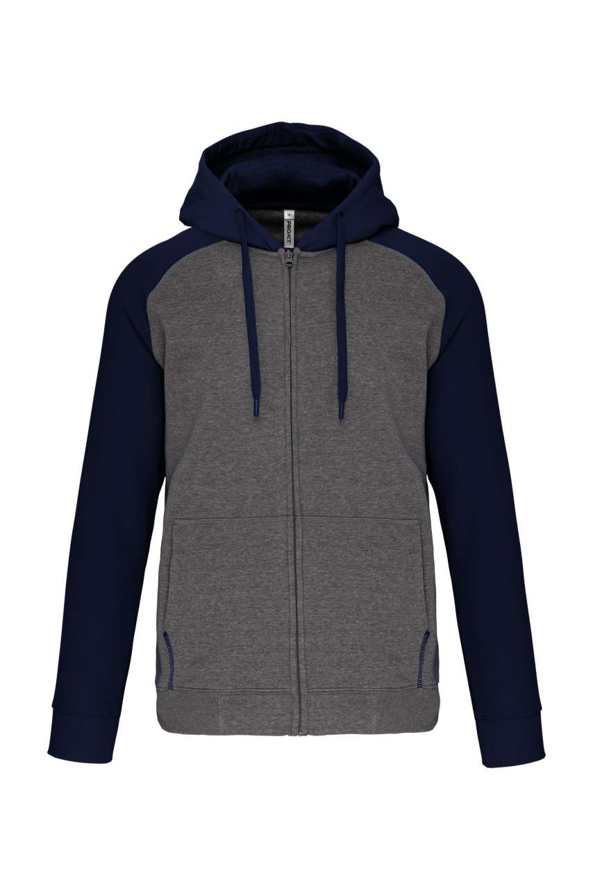 UNISEX TWO-TONE ZIPPED HOODED FLEECE JACKET