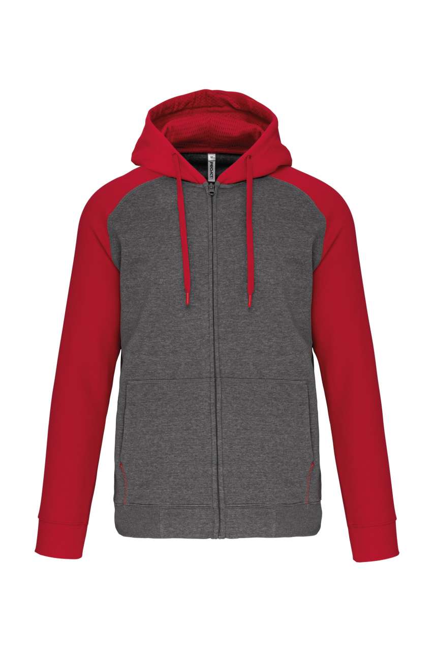 UNISEX TWO-TONE ZIPPED HOODED FLEECE JACKET