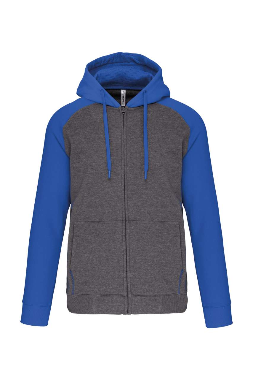 UNISEX TWO-TONE ZIPPED HOODED FLEECE JACKET