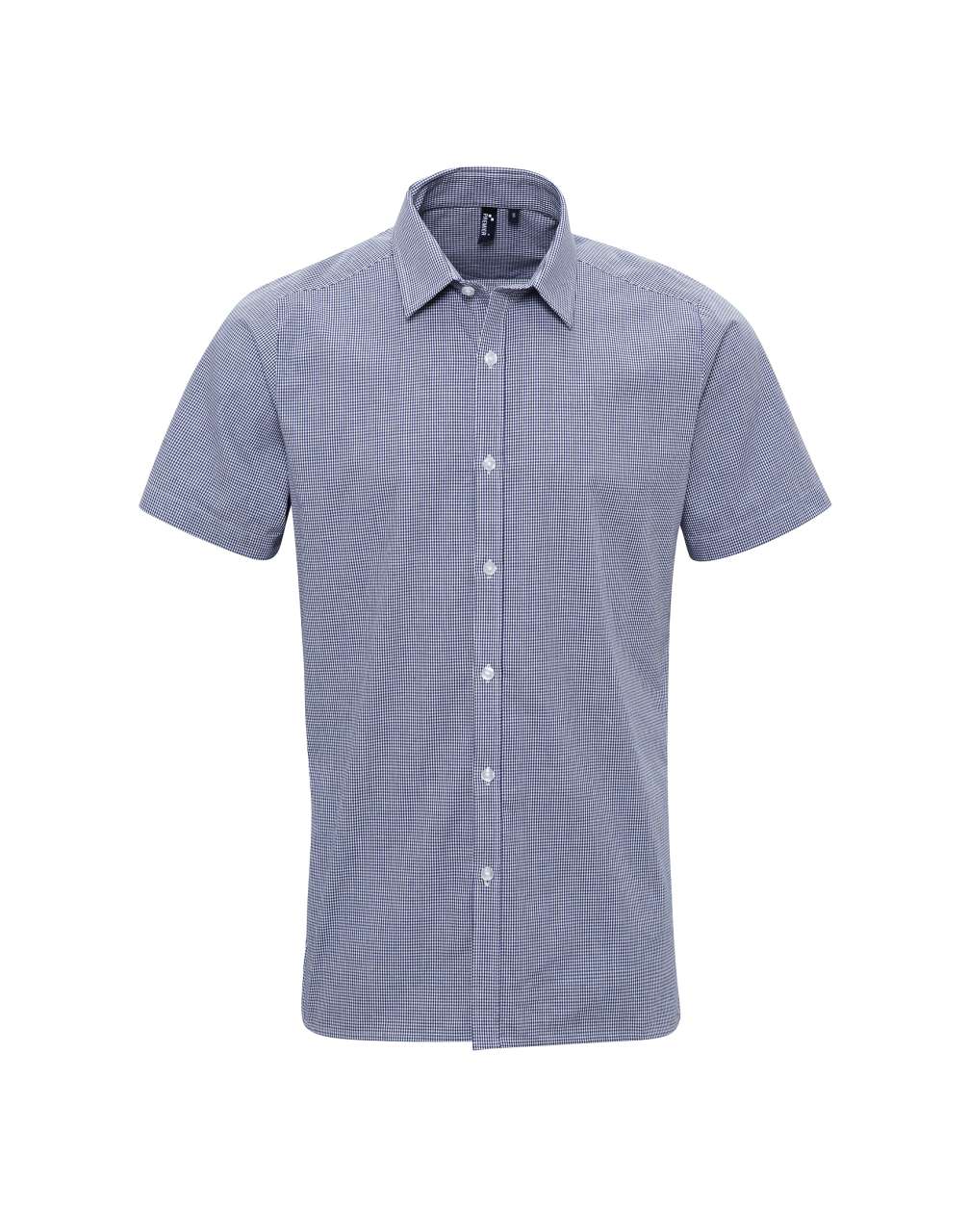 MEN'S SHORT SLEEVE GINGHAM COTTON MICROCHECK SHIRT