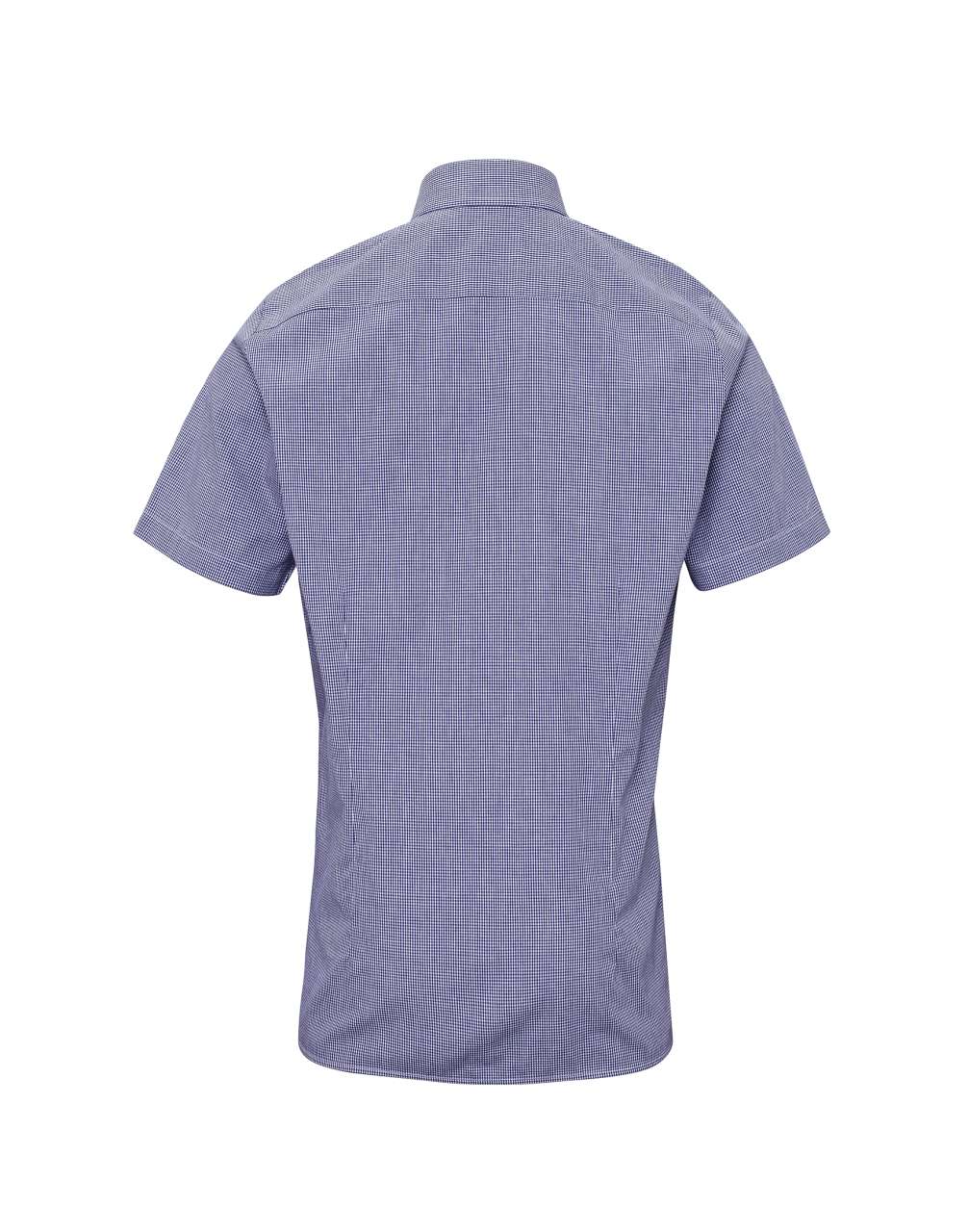 MEN'S SHORT SLEEVE GINGHAM COTTON MICROCHECK SHIRT