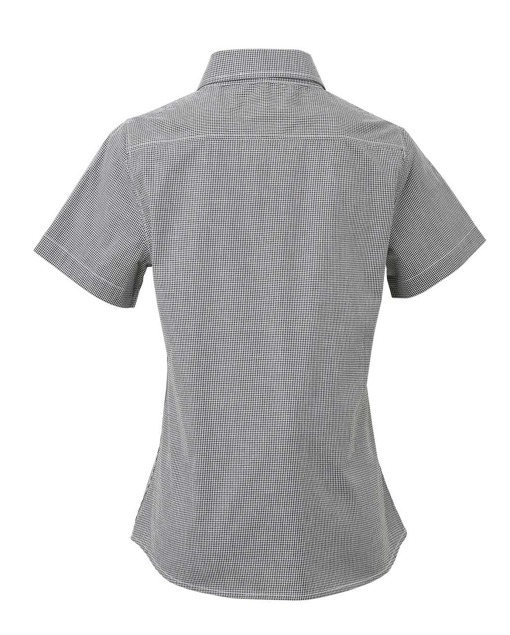 WOMEN'S SHORT SLEEVE GINGHAM MICROCHECK SHIRT