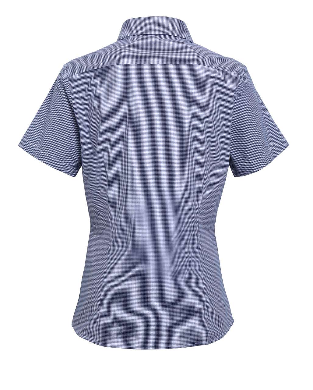 WOMEN'S SHORT SLEEVE GINGHAM MICROCHECK SHIRT